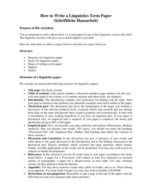 How to Write a Term Paper