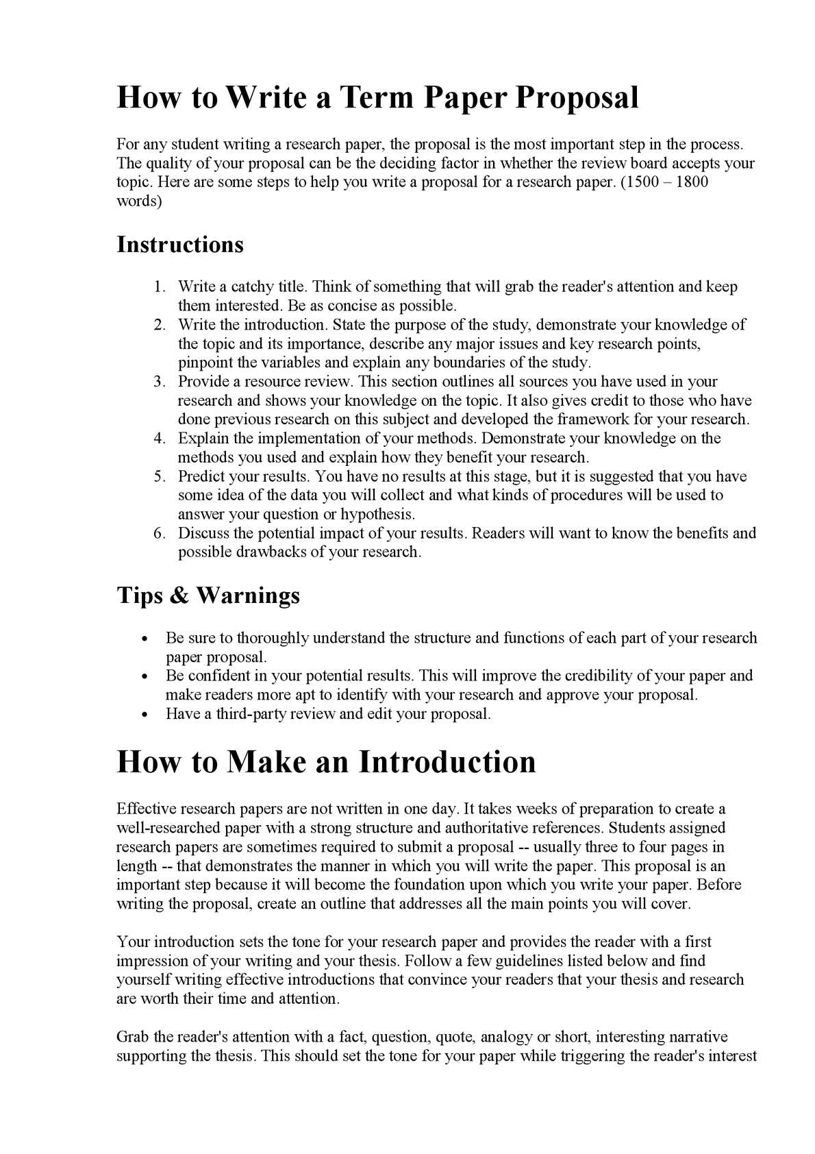 term paper proposal format